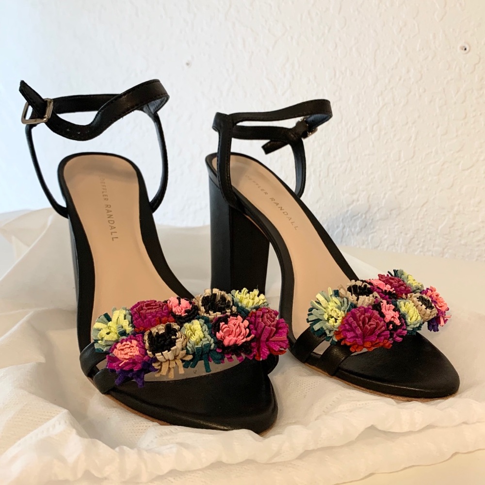 Loeffler Randall Black Fringe Detail Heels